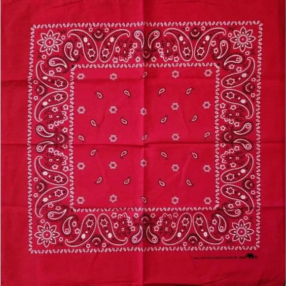 Red White Black Paisley Classic Bandana Scarf Biker Do-Rag Cotton 21x21 Square - Picture 1 of 4